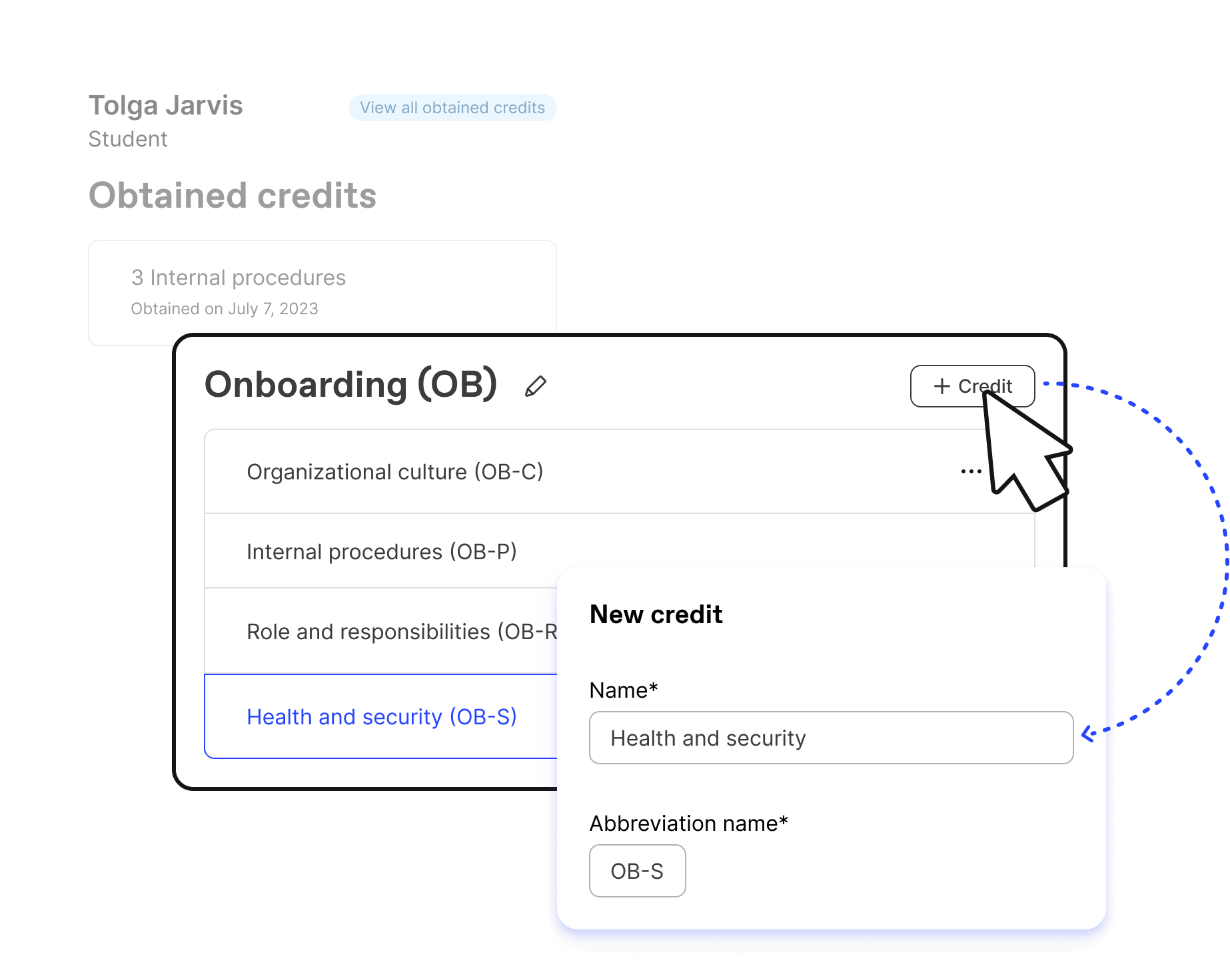 Adding a new credit to Workleap LMS to set credit scores to completed courses and manage users total credits.