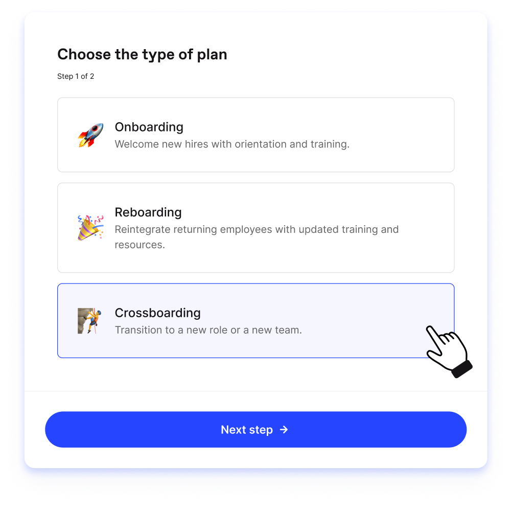 crossboarding plan creation