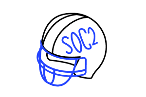 Illustration of a football helmet, representing defence.